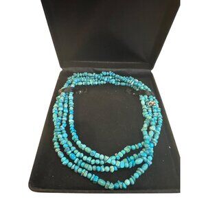 Retired Carolyn Pollack Relios Turquoise Nugget 80" Necklace Sterling 925 Case